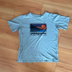 Patagonia Kids Light Blue Sunset Graphic Tee